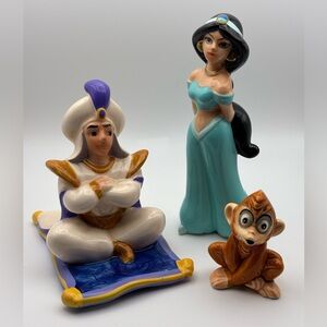 Vintage Set of Aladdin Ceramic Figurines including: Jasmine, Abu, & Aladdin